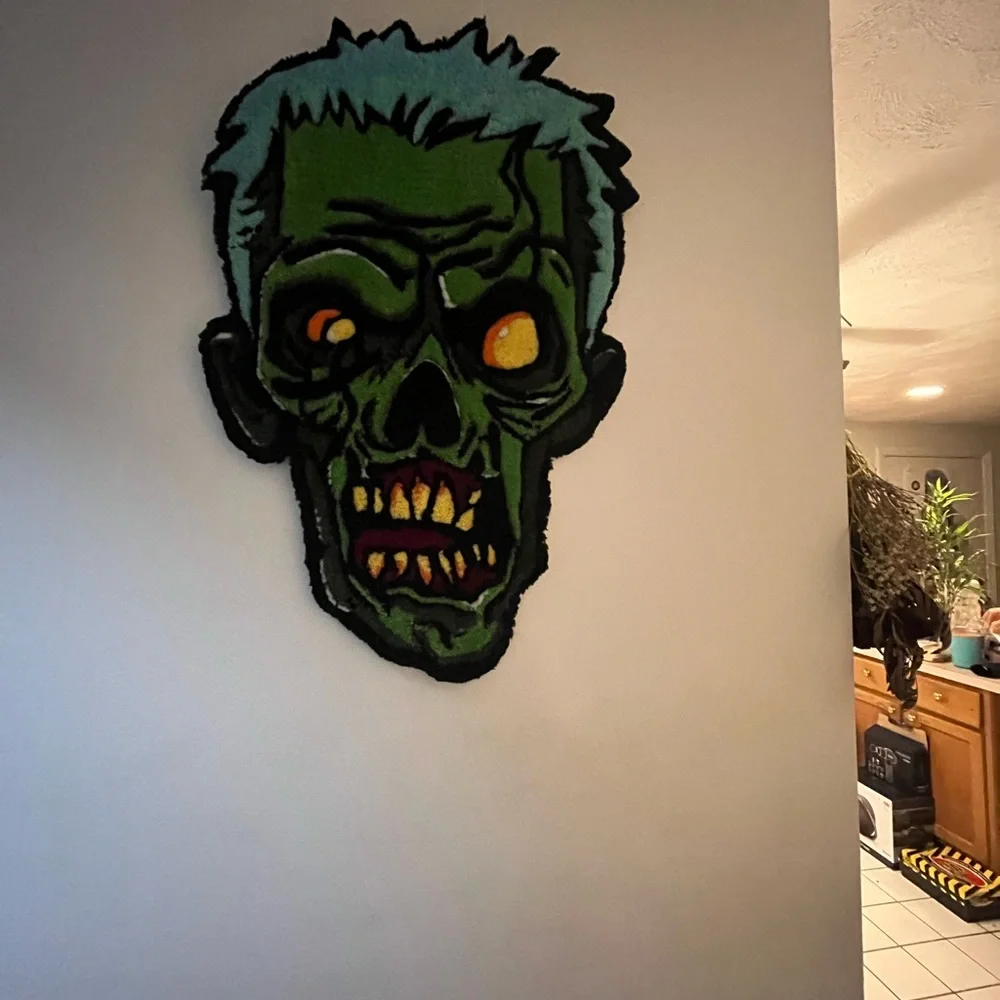 Handmade Zombie Face Wall Rug - Picture 2 of 16